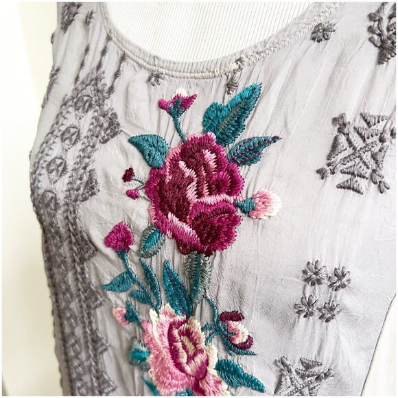 Johnny Was Mishka Rose Floral Embroidered Tunic Top Pink Size Small - Picture 7 of 11